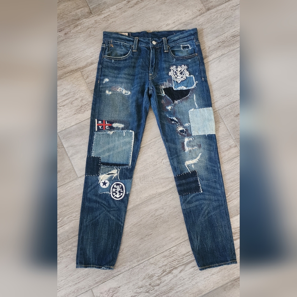 Polo Ralph Lauren Patchwork Astor Slim Boyfriend Denim Jeans Size 26 NWOT